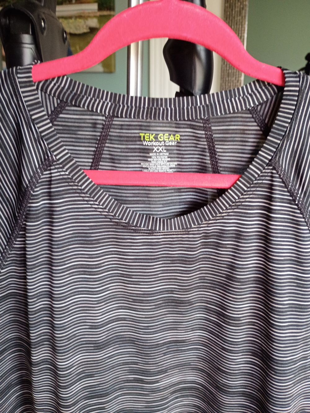 TEK GEAR Women’s Short Sleeve Striped Active Top - Black/White - Picture 3 of 7